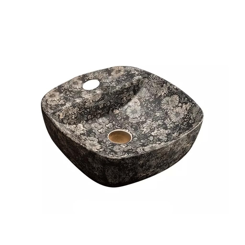 WDSOPK Sink Ceramic Outdoor Retro Above Counter Basin Wash Home Single Balcony Vessel Sink,One Color-B (One Color A)