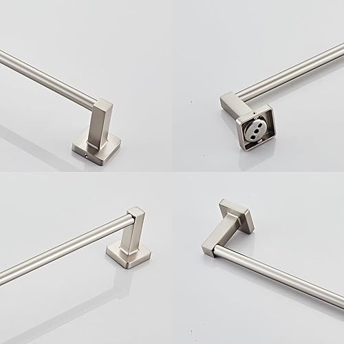 Vista 5 de Toallero montado en la pared del baño, toallero de níquel cepillado de 18 pulgadas con estante inoxidable y soporte para toallas de mano, toalleros