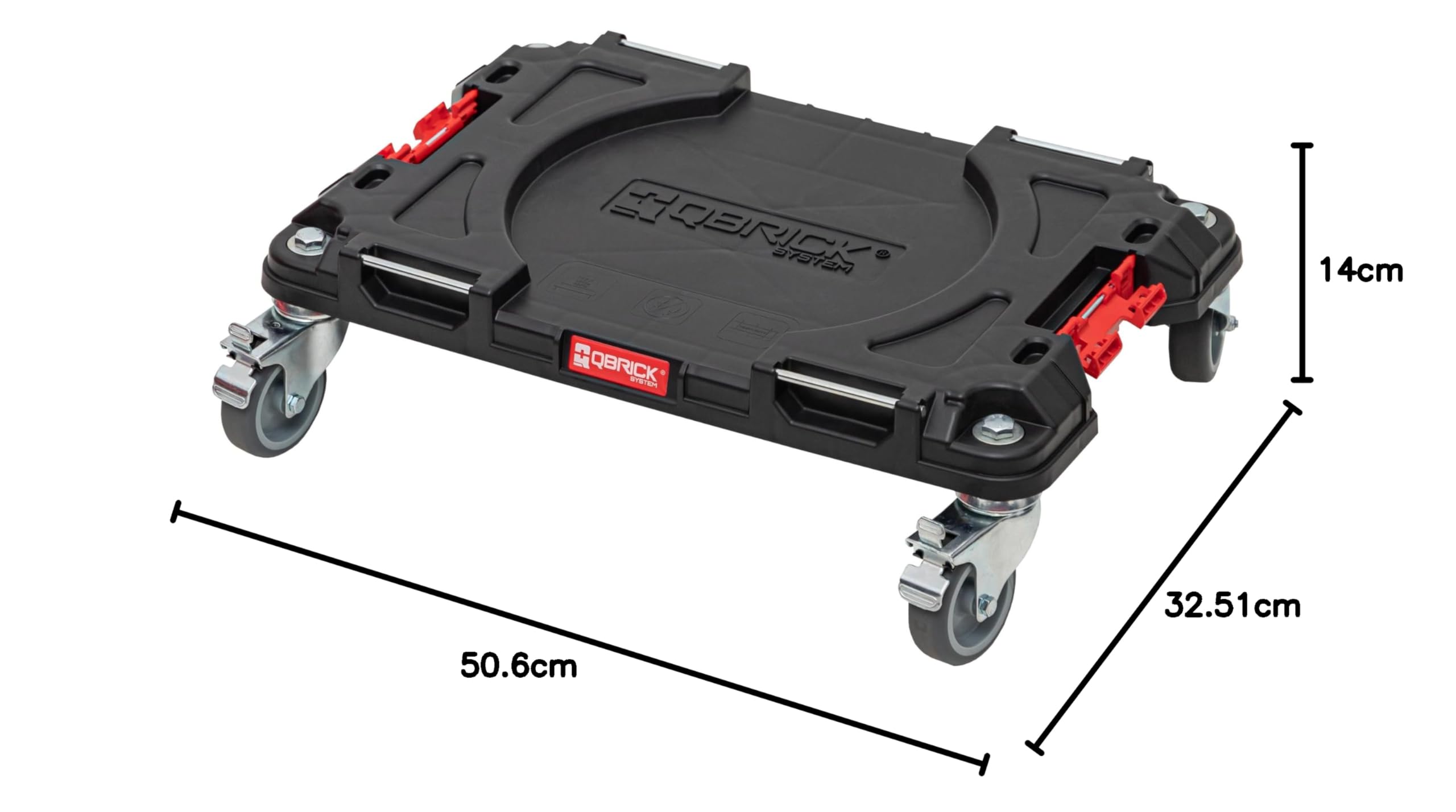 Qbrick System Plataforma De Transporte Carrito con Ruedas Capacidad 100 kg 506 x 325 x 140 mm Negro Rojo Pro