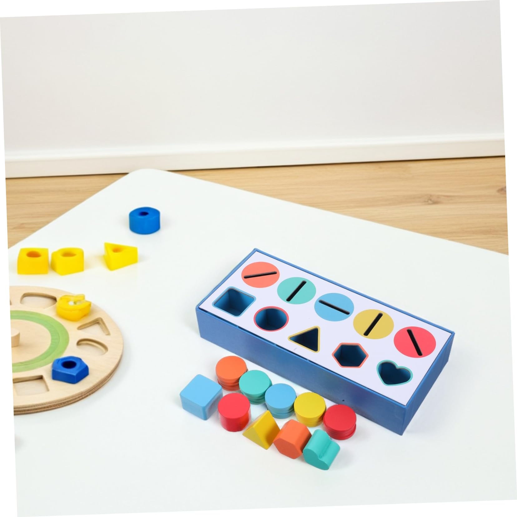 Operitacx 2 Boxen Holz Formen Sortierspiel mit Bunten Montessori Lernspielzeug für Kleinkinder Fördert Farb und Formenerkennung Motorische Entwicklung Sicheres Holzspielzeug Pädagogisches