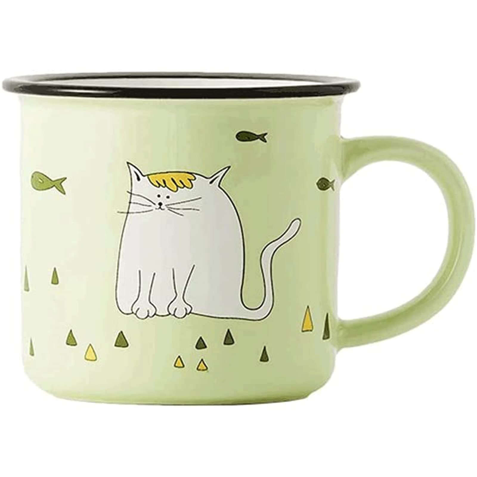 Habiba Becher Trinken 273ML Kaffeebecher, multifunktionaler Becher für Tee, heiße oder kalte Getränke, Emaille-Keramik-Kaffeetasse, Wiederverwendbare Getränketasse Exquisit
