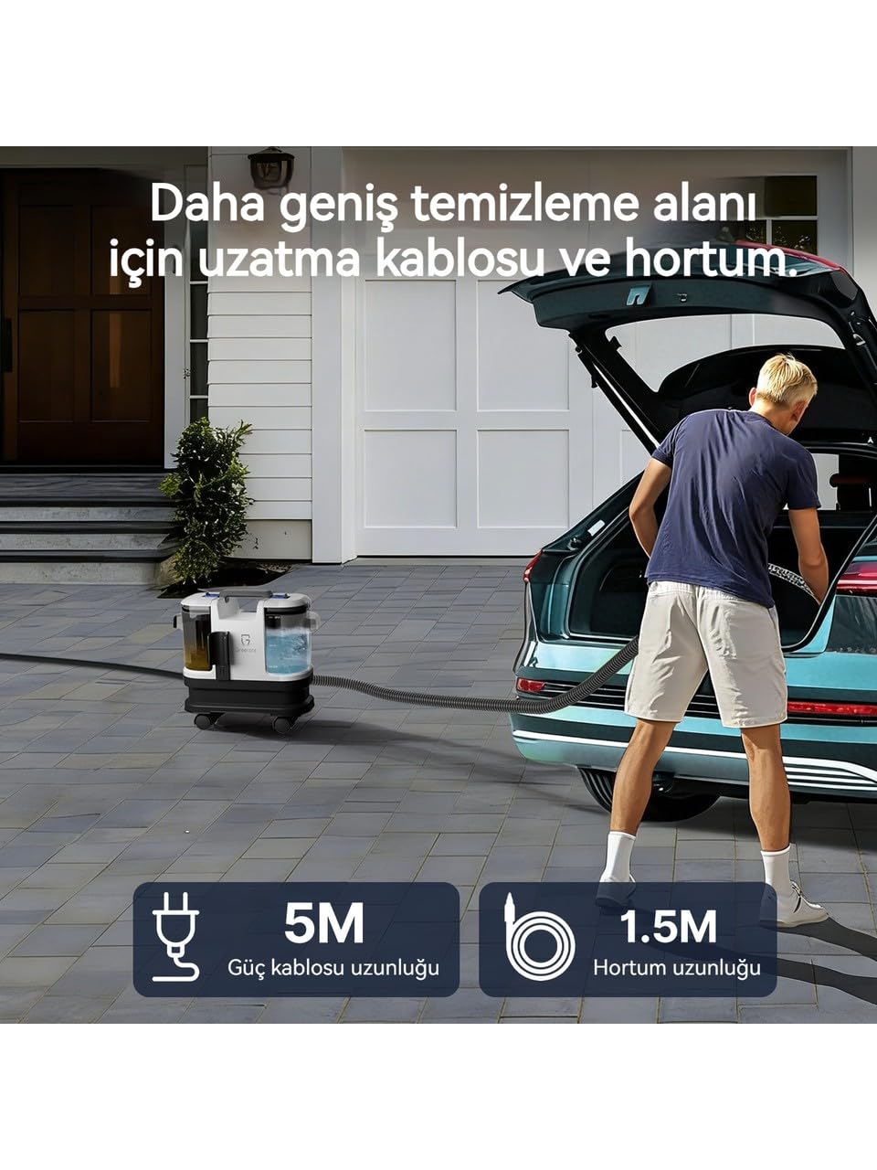 Greenote Halı/Koltuk Yıkama Makinesi ve Spot Temizleyici – Sofa, Halı ve Araç İçin Uygun, Güçlü Islak/Kuru Vakum, 1.8 L Su Tankı, Tekerlekli Tasarım