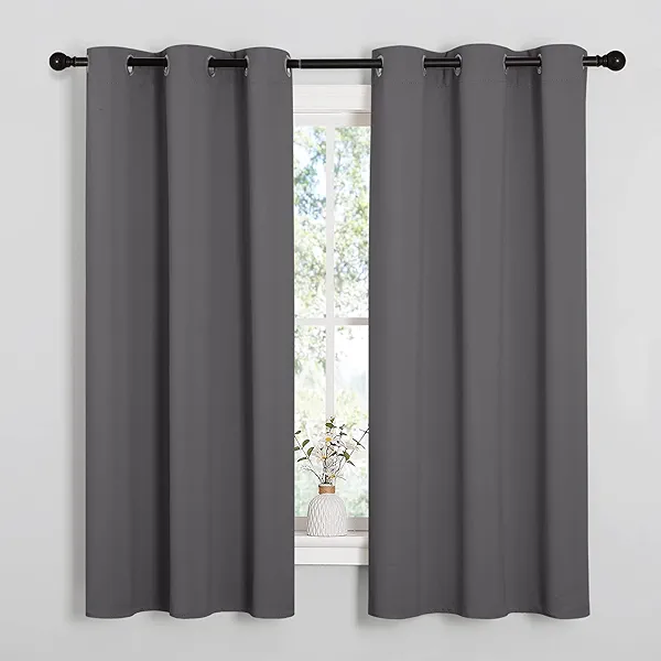 NICETOWN Thermal Insulated Grommet Blackout Curtains for Bedroom (2 Panels, W42 x L63 -Inch, Grey)