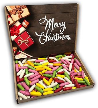 Liquorice Comfits Merry Christmas Sweets Gift Box Hamper Christmas Kraft