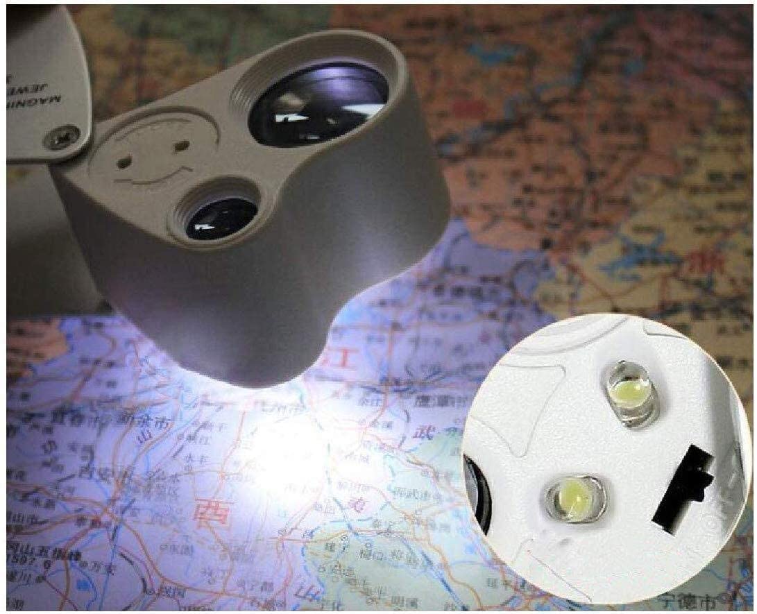 Lupa de 30 aumentos, 60 aumentos, códigos geológicos de alta tasa, luz LED para cintura, apariencia de joyería de jade, herramienta de diamante antigua, lupa de identificación con luz LED integrada