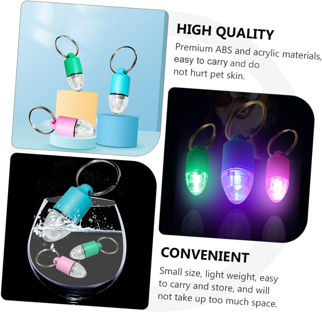 3 Pieces Luminous Pet Pendants Strong and Safe Small Dog Collar Ornaments Visible Outdoor Party Accessories Blue Green Pink LED Light 7