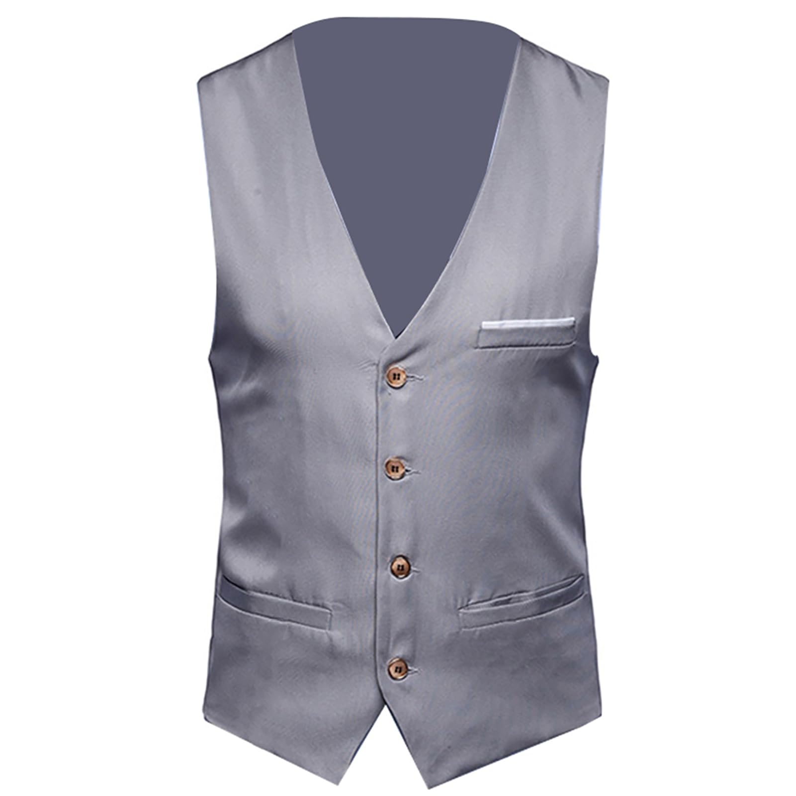 ulafbwur Men's Vest Plus Size Formal Men Solid Color Suit Vest Single Breasted Business Waistcoat