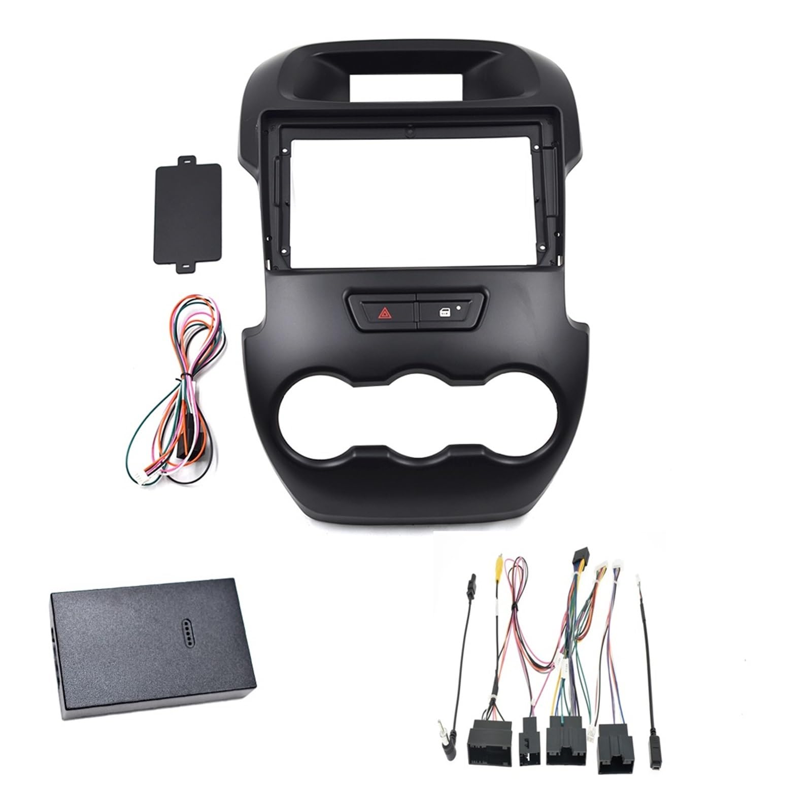 JKELPV Car Radio Frame Kit Fit For Ford Ranger 2011-2015 Car Radio Fascia Frame 2 DIN CAR 9 Inch DVD Panel Dash Kit Radio adapter(With canbus black)