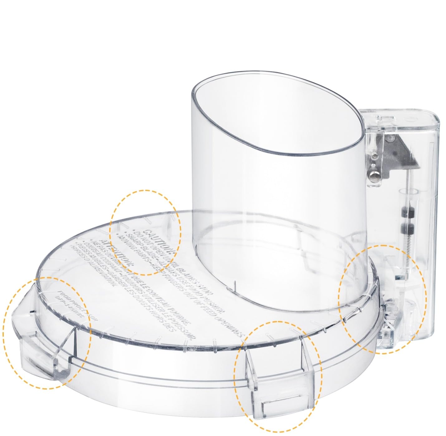 4 Locking Tabs DFP-14NWBCT1 Replacement Clear Food Processor Work Bowl Cover, Compatible with Cuisinart Tritan food Processor Only fits Bowl DLC-005AGTXT1,Fits Model DFP-14, DFP-14BCN, DFP-14BCHN