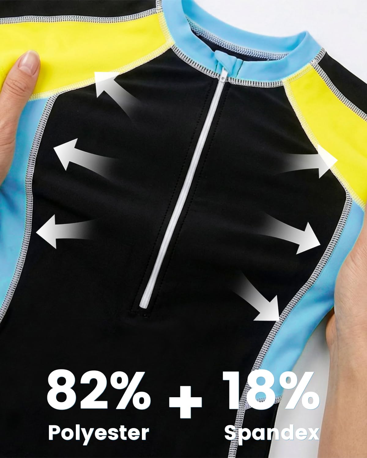 JiAmy Maillot de bain une pièce Rashguard à manches courtes pour garçon - Séchage rapide - Protection UV - Avec fermeture éclair sur le devant - Couleurs contrastées - Pour la plage et la piscine