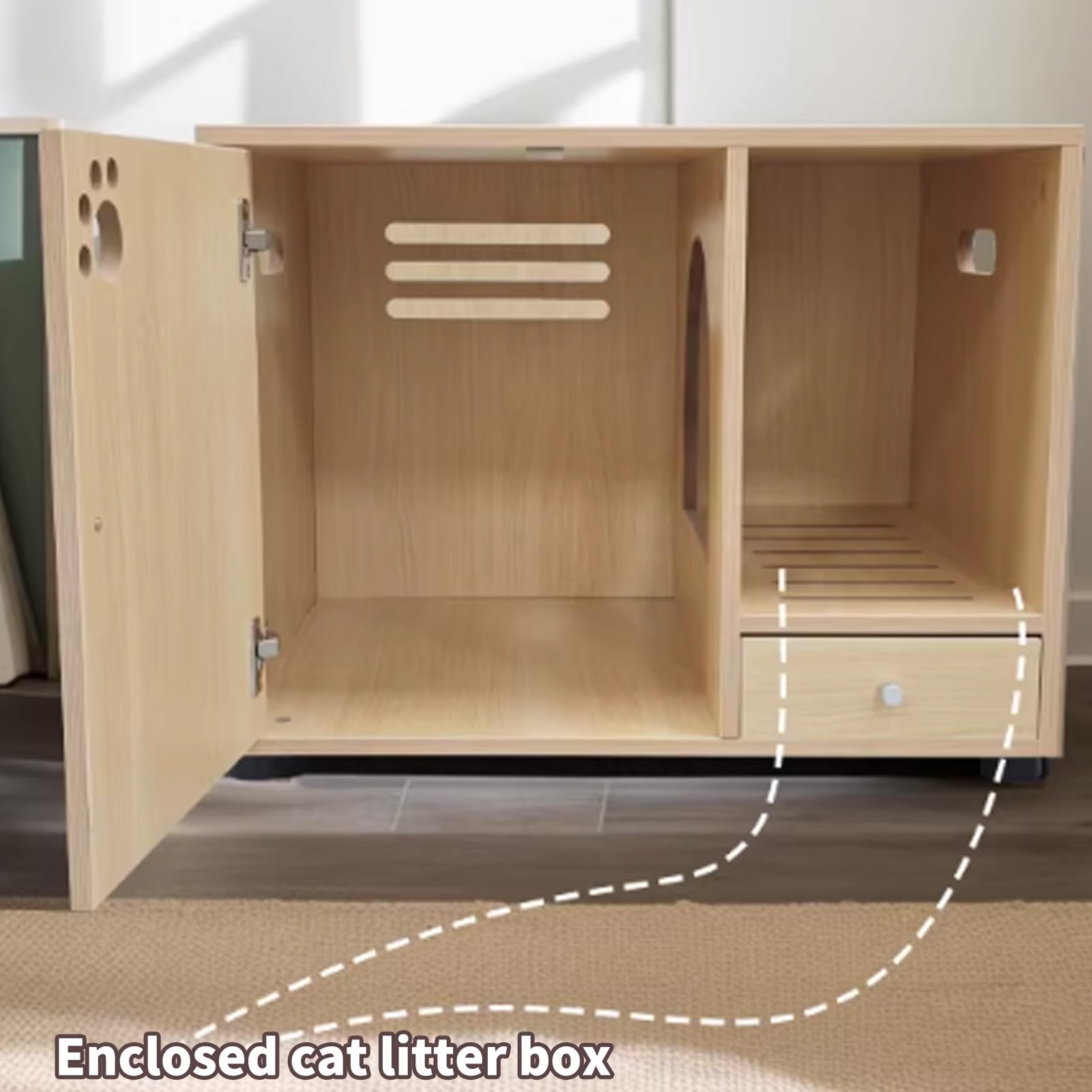 Mobile Lettiera per Gatti, Mobili for Cuccia for Gatti da Interno in Legno, Mobiletto for Bagno for Gatti 2 in 1, Gambe Alte for Soggiorno(68cm/26.7in)