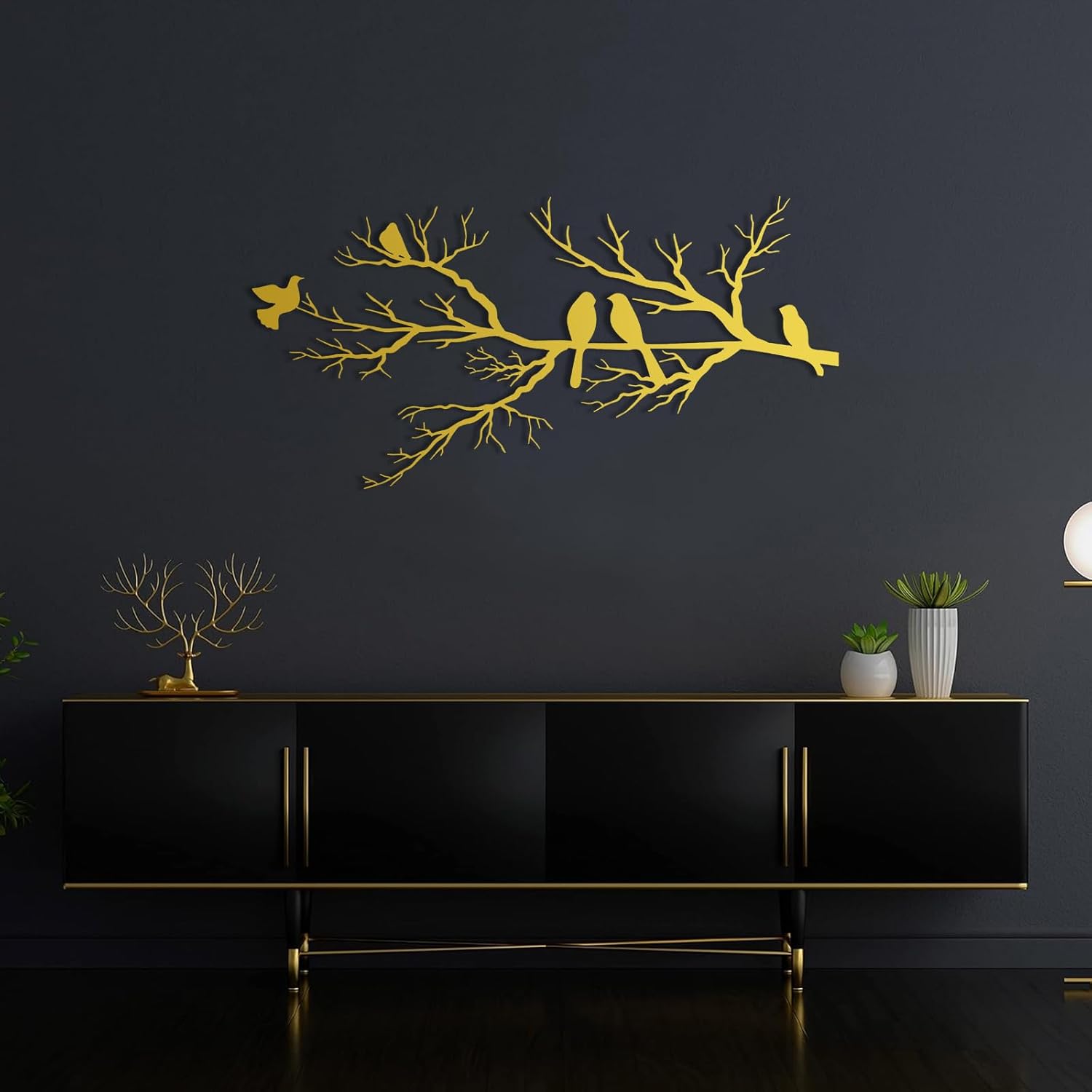 ICEWQOQU Bird on Branch, Metal Branch Wall Art, Metal Bird