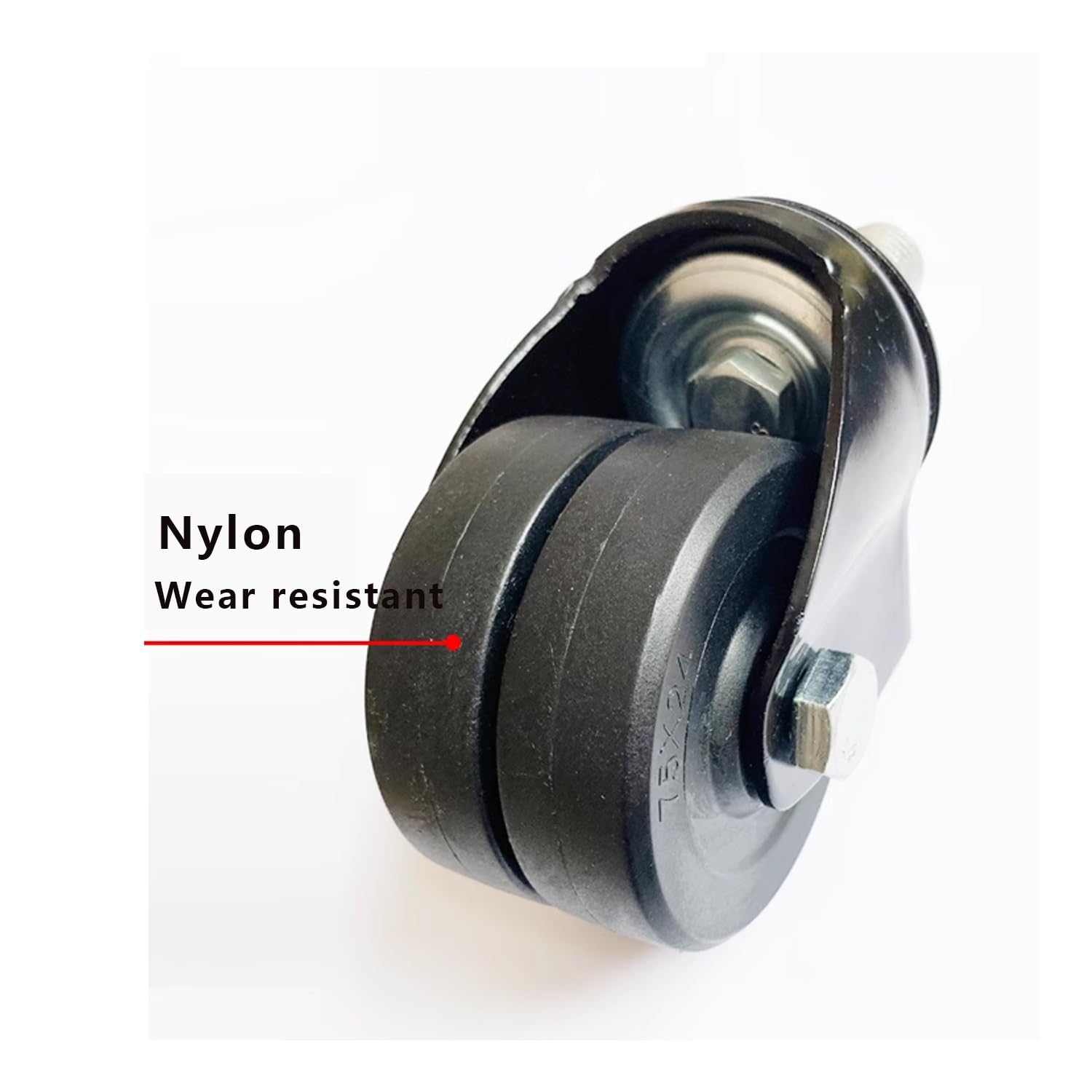 Ruedas de Vástago de 75 Mm con Vástago Roscado M16, Ruedas Industriales de Nylon de Alta Resistencia, Ruedas Giratorias para Muebles/Banco de Trabajo Sin Freno, Capacidad de Carga 750 KG, Ju