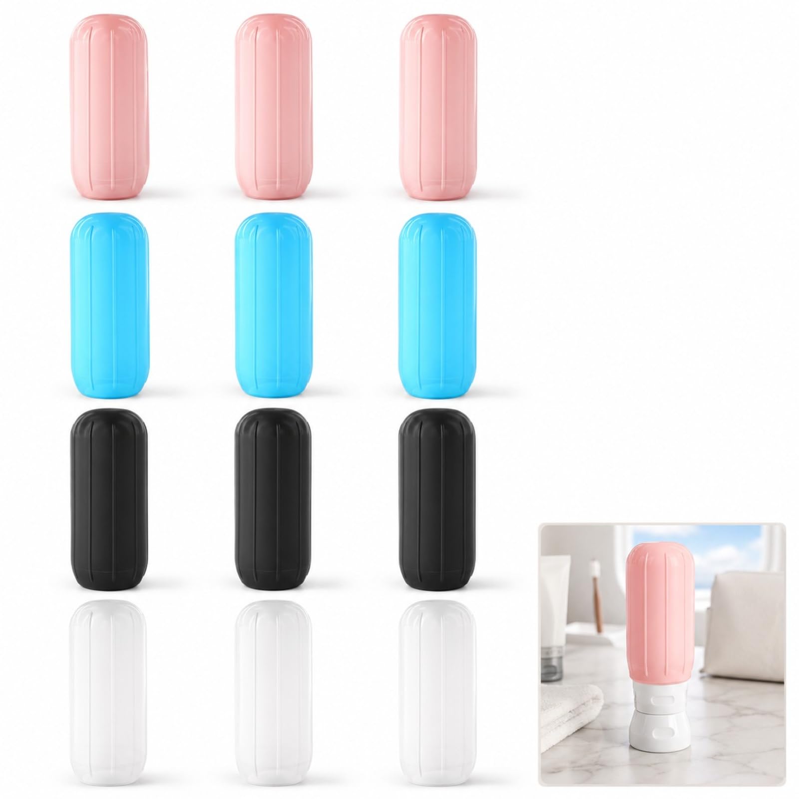 12 Pack Reusable Silicone Leak Proof Bottle Sleeves for Travel Toiletries