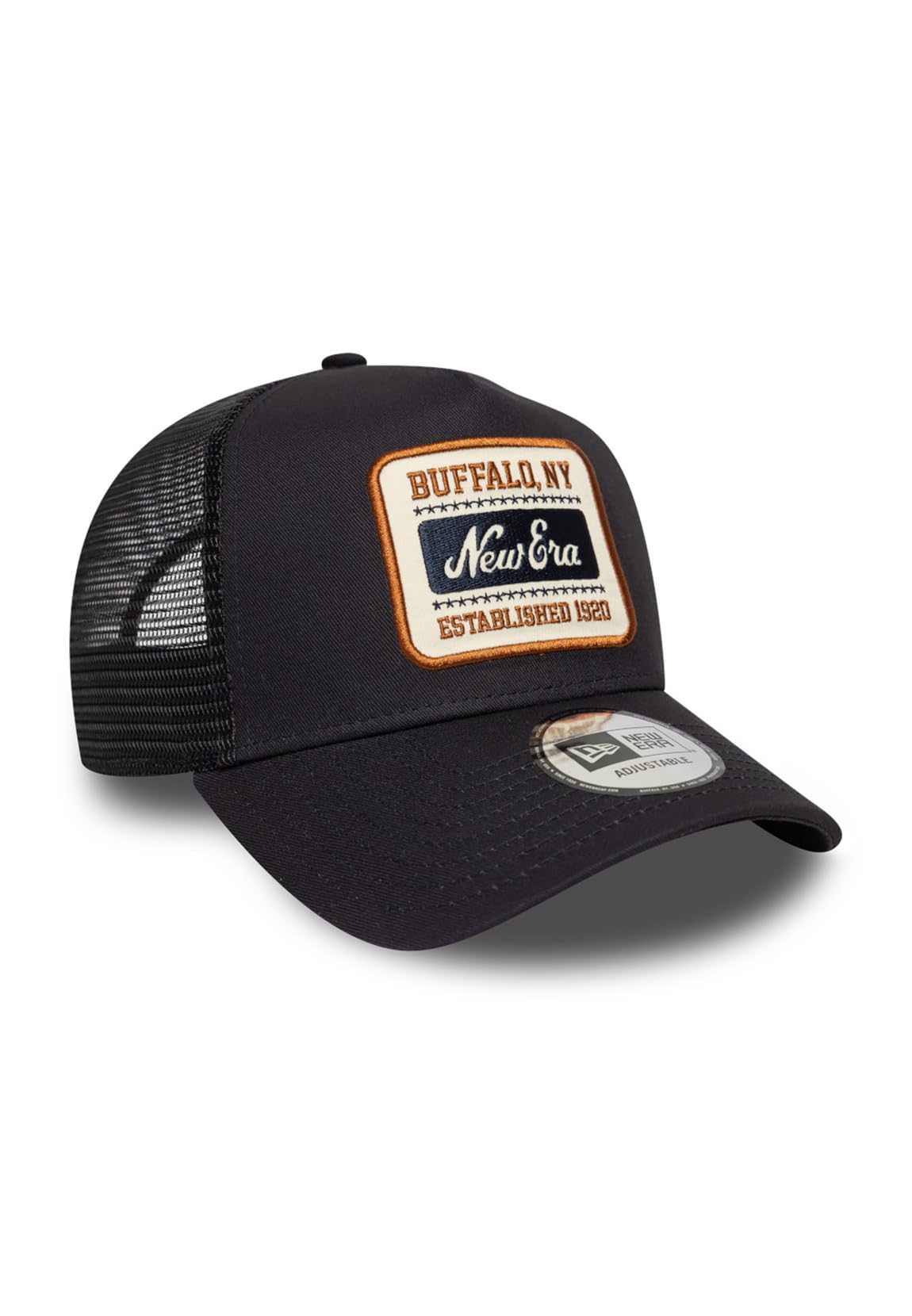 New Era Established Patch Trucker Cap Basecap Baseballcap Curved Brim Truckercap Meshcap Damen/Herren/Snapback - Snapback, mit Schirm, Schirm