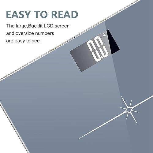 Miniatura 3 de NUTRI FIT - Escáner digital ultra ancho de peso corporal de alta precisión con pantalla LCD retroiluminada fácil de leer, 400 libras, gris definitivo