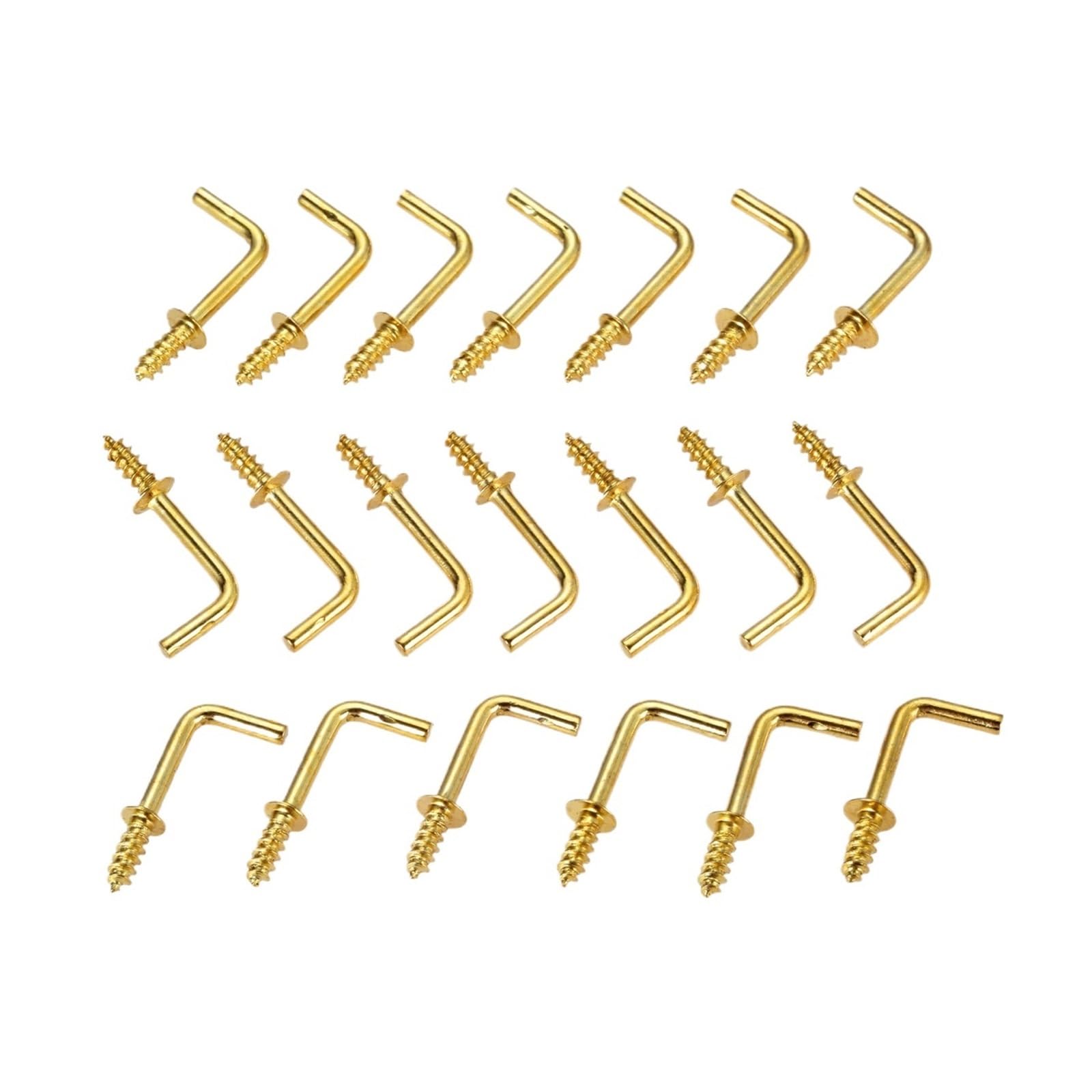L Hooks Screw Ceiling Hooks， Hook Screws Pack of 100 Gold 25x10x2.8mm Self-Tapping Right-Angle Wall Hanging