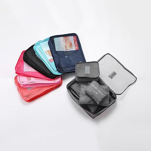 Juego de 6 cubos de equipaje de viaje, ligeras, organizadoras de equipaje, para llevar en la maleta, color gris