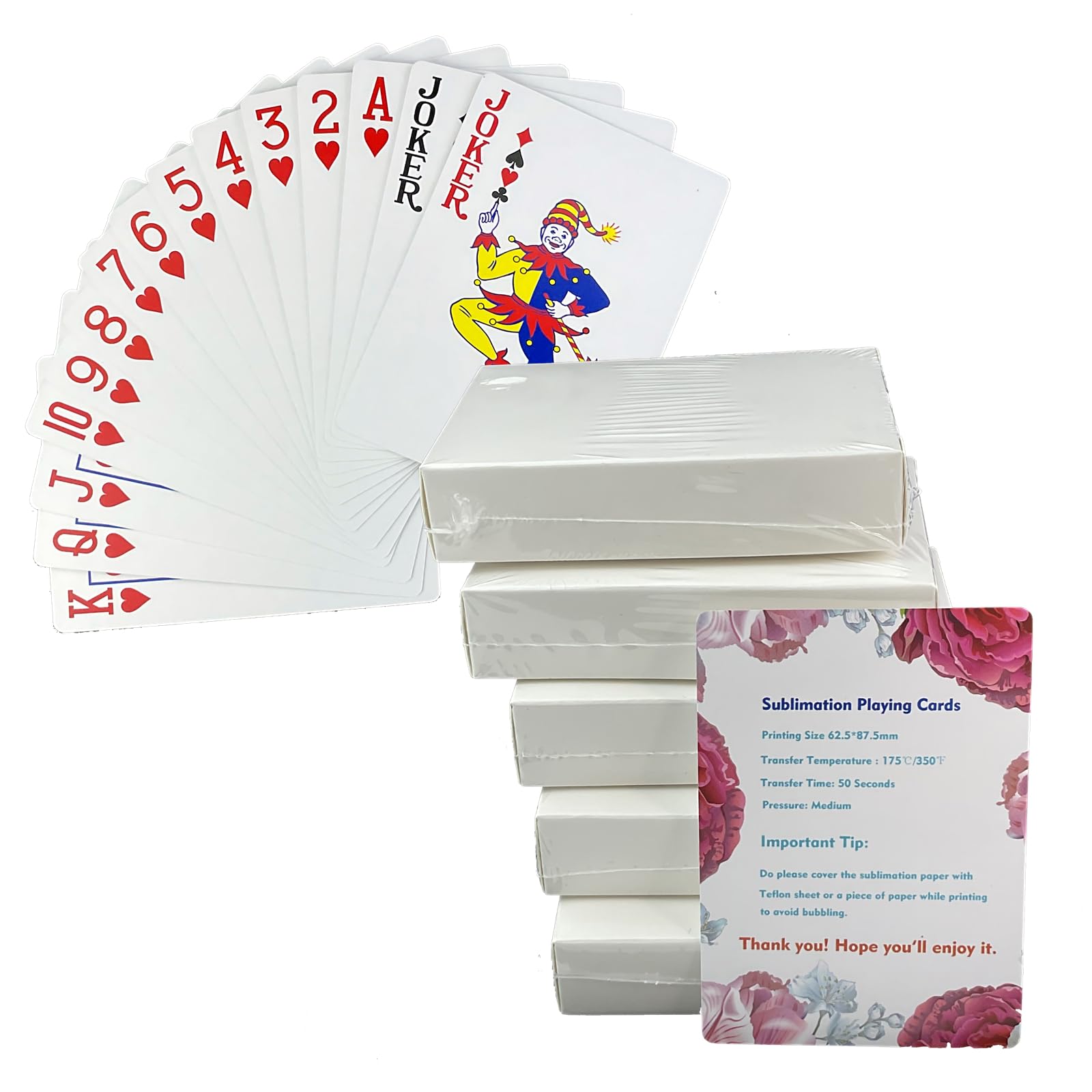 Sublimation Blank Playing Cards Printable Card Deck White 5 Packs