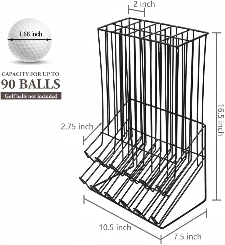 MyGift Golf Ball Basket Holder - Matte Black Metal Wire Golf Ball Dispenser and Countertop Display Rack