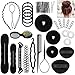 Accessoires de Coiffure, ivencase 28pcs Hair Styling Accessories Kit Mode Élastiques Pince Coiffure Boudin Rouleau Bigoudis Magique Chignon Clip Torsade de tresse Cheveux Kit