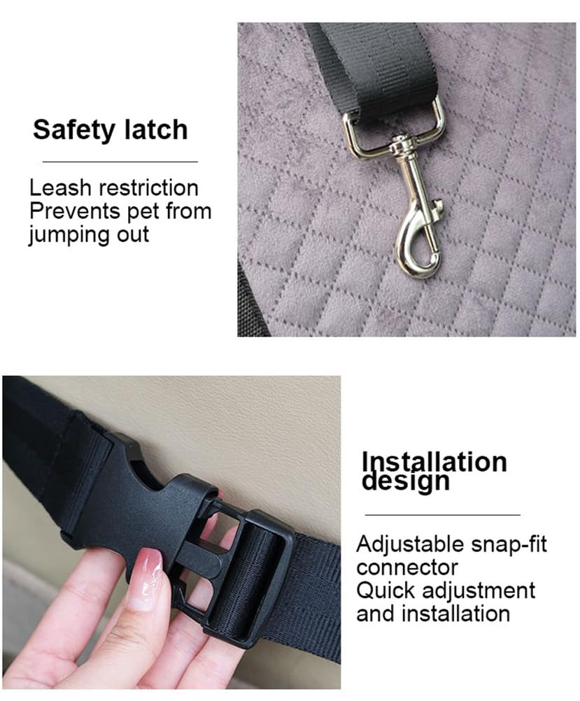 Asiento de Cama para Perros pequeños y medianos,Asiento de Seguridad de Viaje Suave para Mascotas con cinturón de Seguridad,Cama transportadora de Viaje para Mascotas Desmontable,E