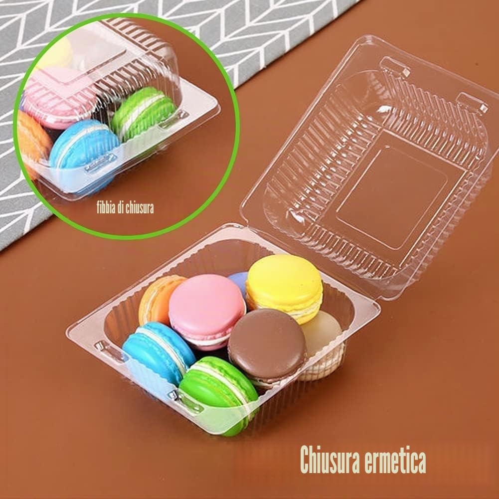 KAHEIGN 60 Pezzi Scatole per Fette Di Torta, 14cm x 10cm Scatole Singole per Cheesecake Scatole per Cupcake A Conchiglia Contenitore per Alimenti Con Cerniera In Plastica Trasparente con Coperchi