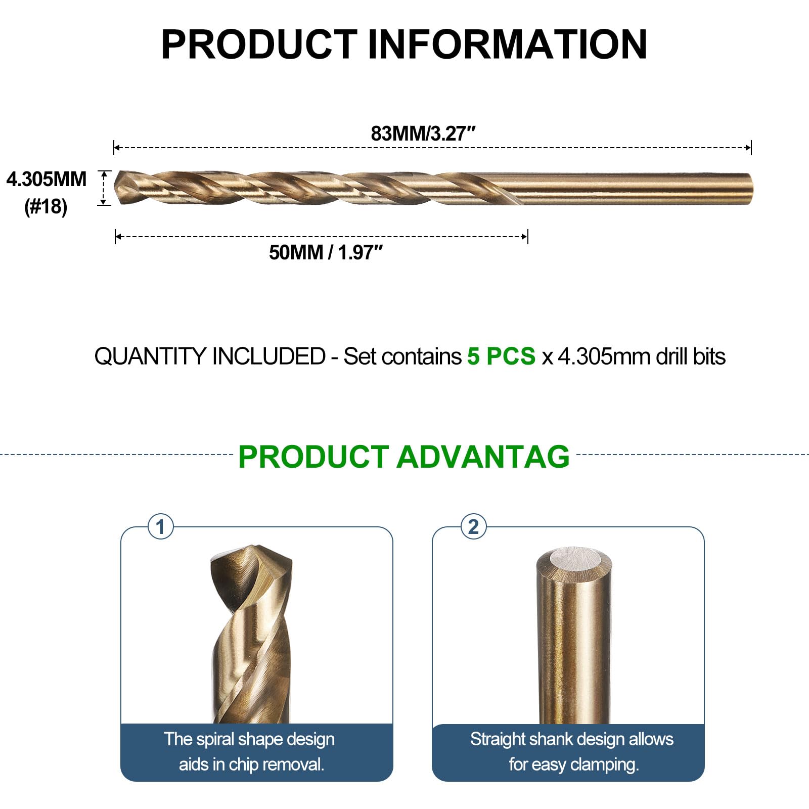 METALLIXITY 4.3mm Micro Drill Bit (#18) 5Pcs - Image 2