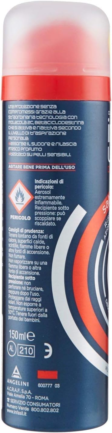 Italian Gourmet Deodorante Spray Uomo Deo für Herren Derma 48h, 12 x 150ml