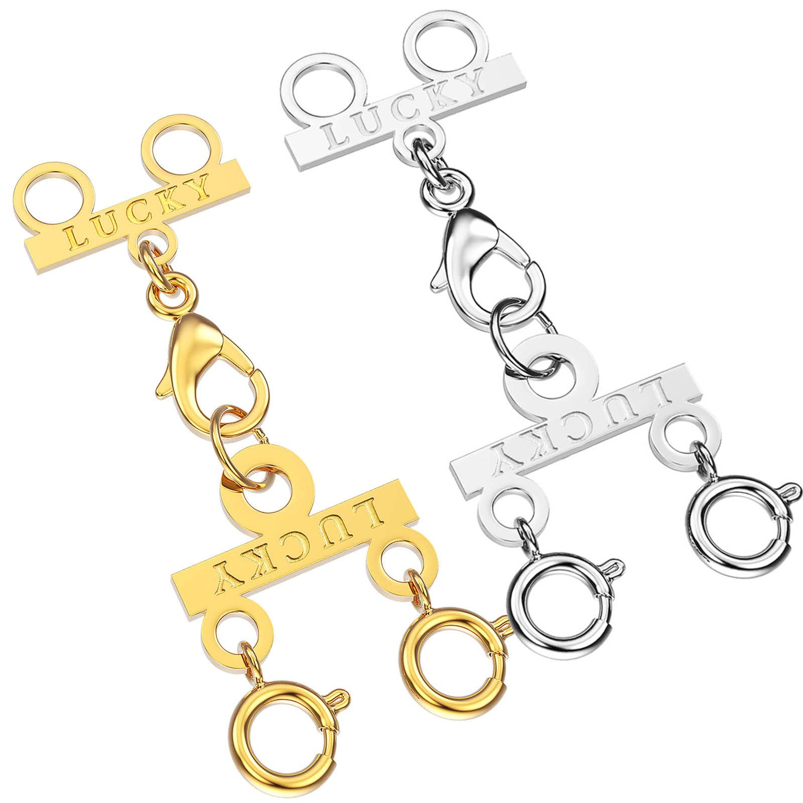 Dailyacc Lucky Necklace Layering Clasp 18K Gold and Silver Multi Strand Clasps for Stackable Necklaces — image 1