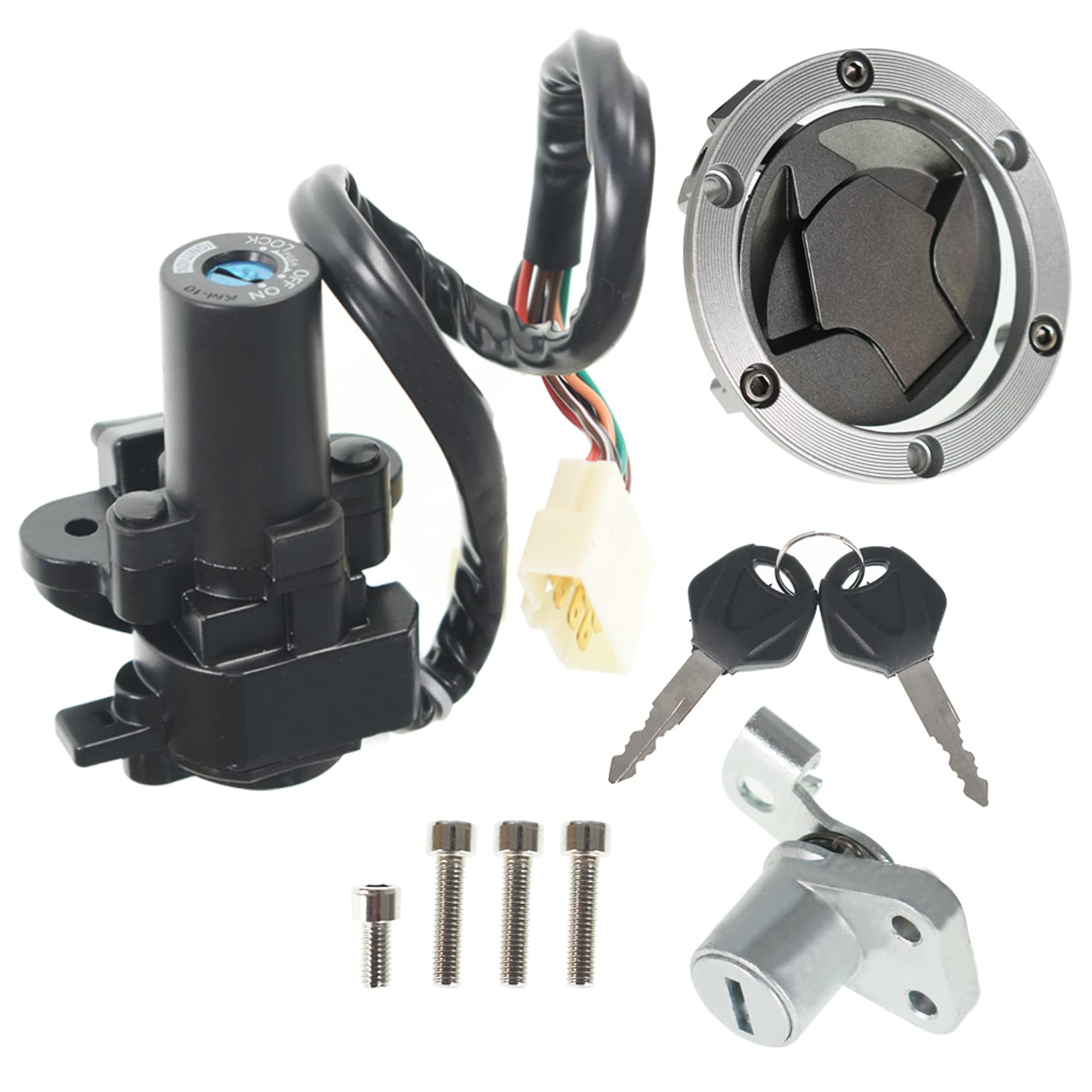 LABLT A Full Lock Key Set with Ignition Switch Lock Gas Cap Cover Seat Lock Keys Replacement for Kawasaki Ninja 250R EX250J 2008-2012