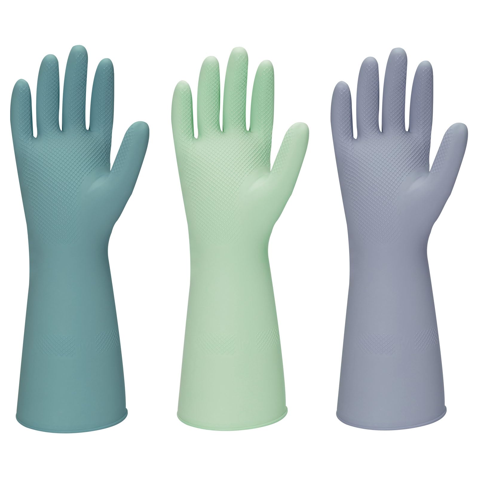 Yunaeduo Rubber Kitchen Dishwashing Gloves - 3 Pairs Colorful Reusable Household Cleaning Gloves For Washing Dishes And Cleaning Tasks，Flexible And