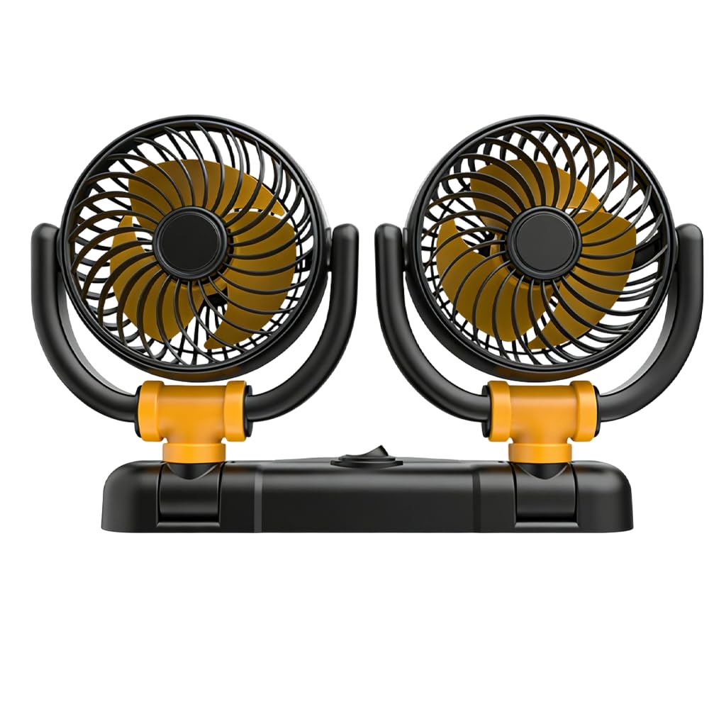 Ventilateur de voiture 12 V avec ventouse rotative à 360 °, ventilateur de voiture avec allume-cigare, puissant et silencieux pour camion, SUV, camping-car