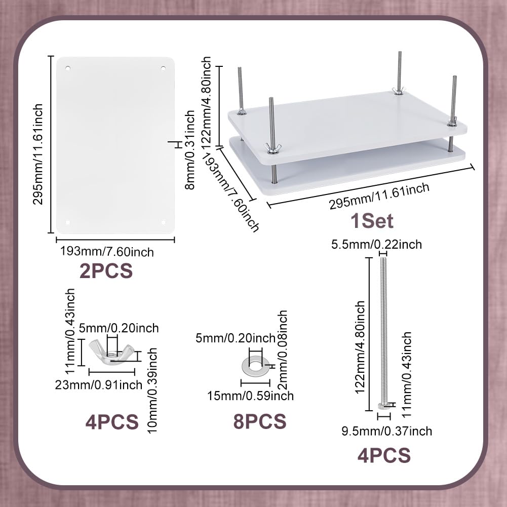 UNICRAFTALE Bianco Rettangolare Bambù Portatile Press Libro Strumento Legatura di Libro In Legno Pressa di Carta Legatura Prendisole per Libri Forniture Carta Piatto Pressa Per Carta Fatta A Mano
