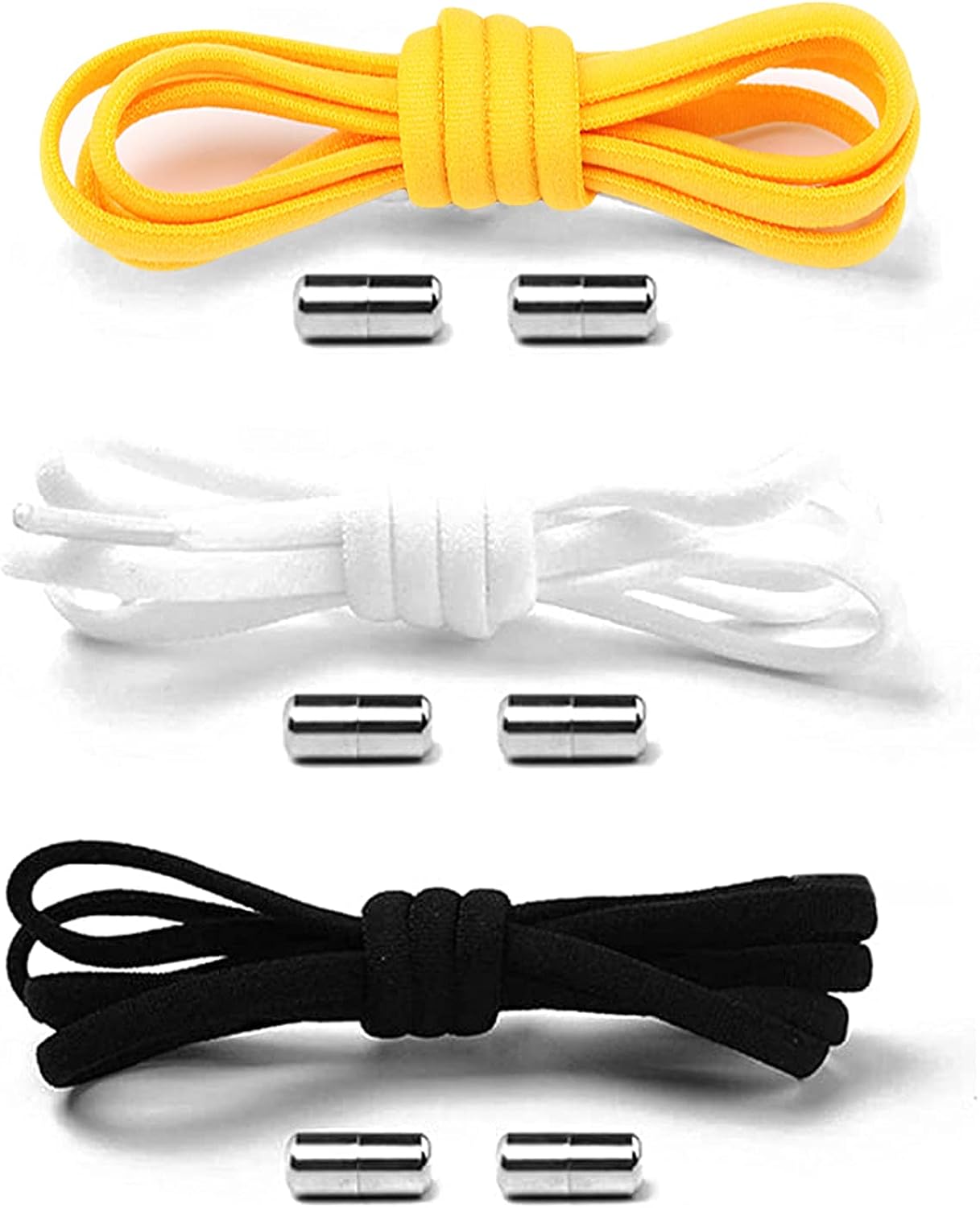 SHULLIN Pack of 3 Elastic Shoelaces with Adjustable Metal Clasp