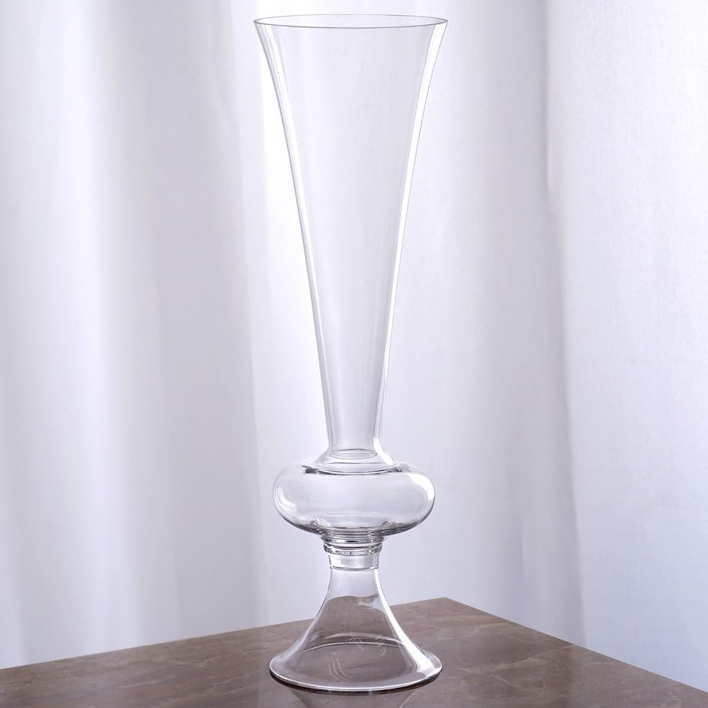 4 pcs 15" Tall Clear Glass Trumpet Vases for Wedding Party Flowers Centerpieces Home Decorations Cheap Bulk Supplies