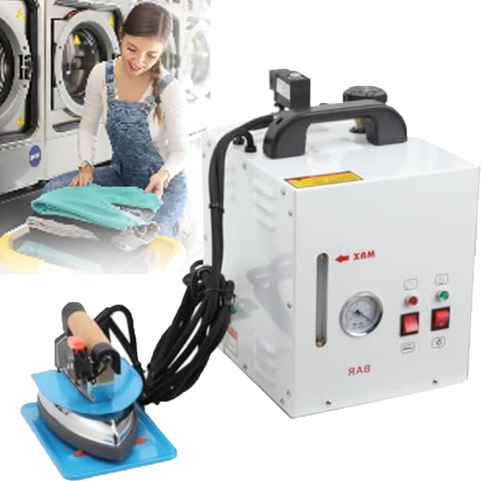 XueFulxion Industrial Steam Ironing Machine,Commercial Garment Steamer with Large Boiler - High Pressure Steaming for Quick Wrinkle Removal on Suits,Uniforms,Curtains