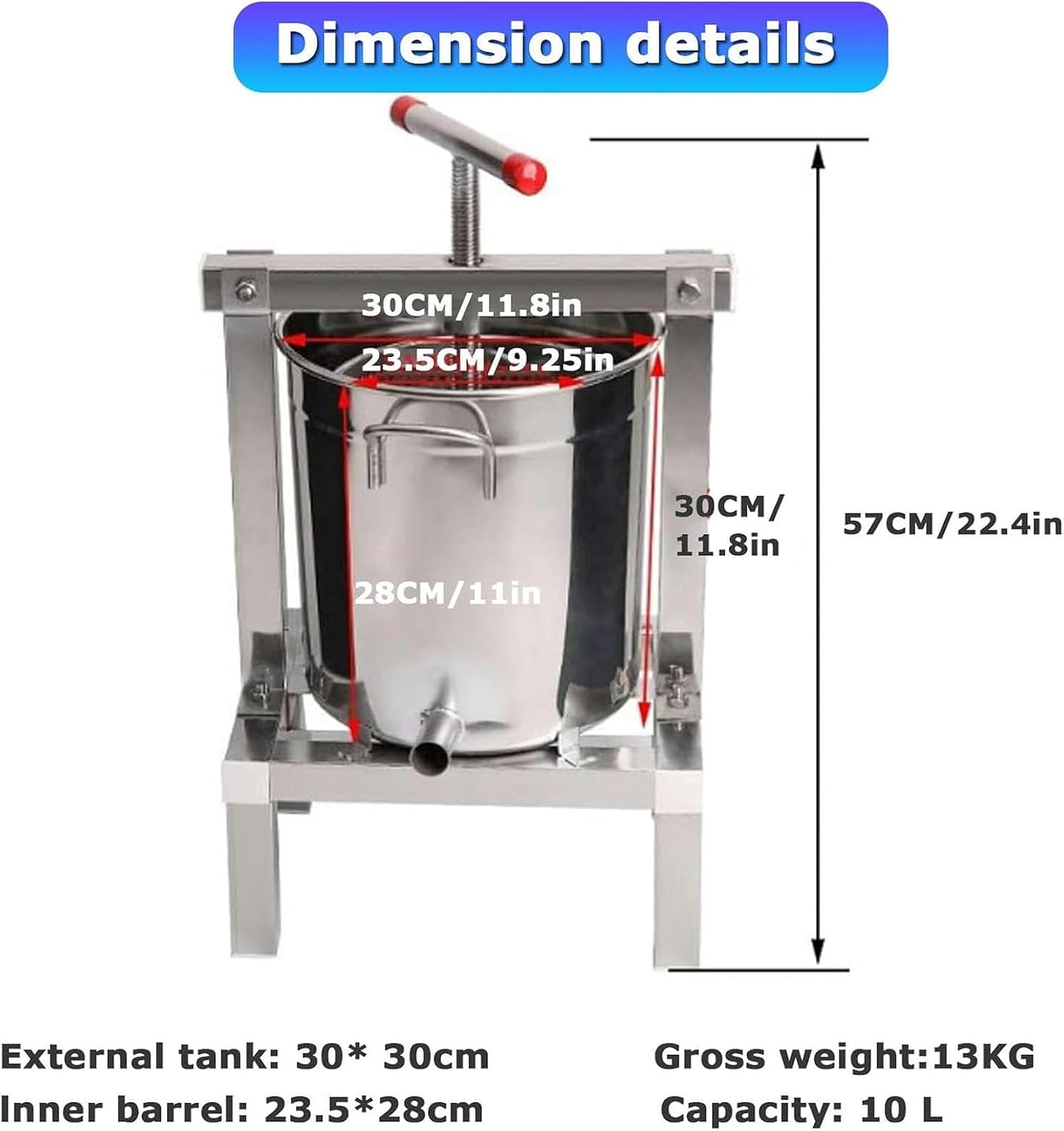 Manual Honey Press Machine, Large Fruit Honey Press Machine, Beeswax Extraction Machine, Household and Commercial Use image 2