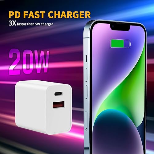 Miniatura 2 de Bloque de cargador USB C de 20 W, Watch Se Block, actualización 2023 de doble puerto de carga rápida, caja de cubo, adaptador de enchufe de ladrillo