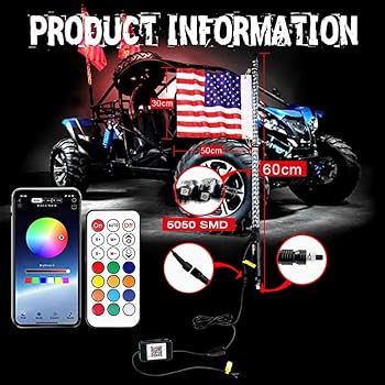 Amazon.co.jp: LEDホイップライトスパイラル警告ライト、旗