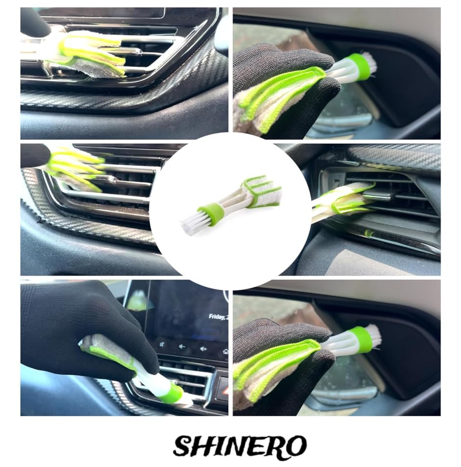 Image of AC Vent Cleaner Brush (1 Pc) - Dual Head Car Vent Cleaning Tool | Microfiber & Brush Design for AC Vents, Blinds & Interior Gaps