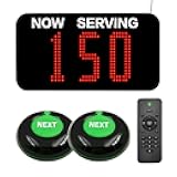 KOQICALL Take a Number System Now Serving Number Sign Simple Queue Management System with 3 Digits Display and NEXT Call Button for Customers Waiting