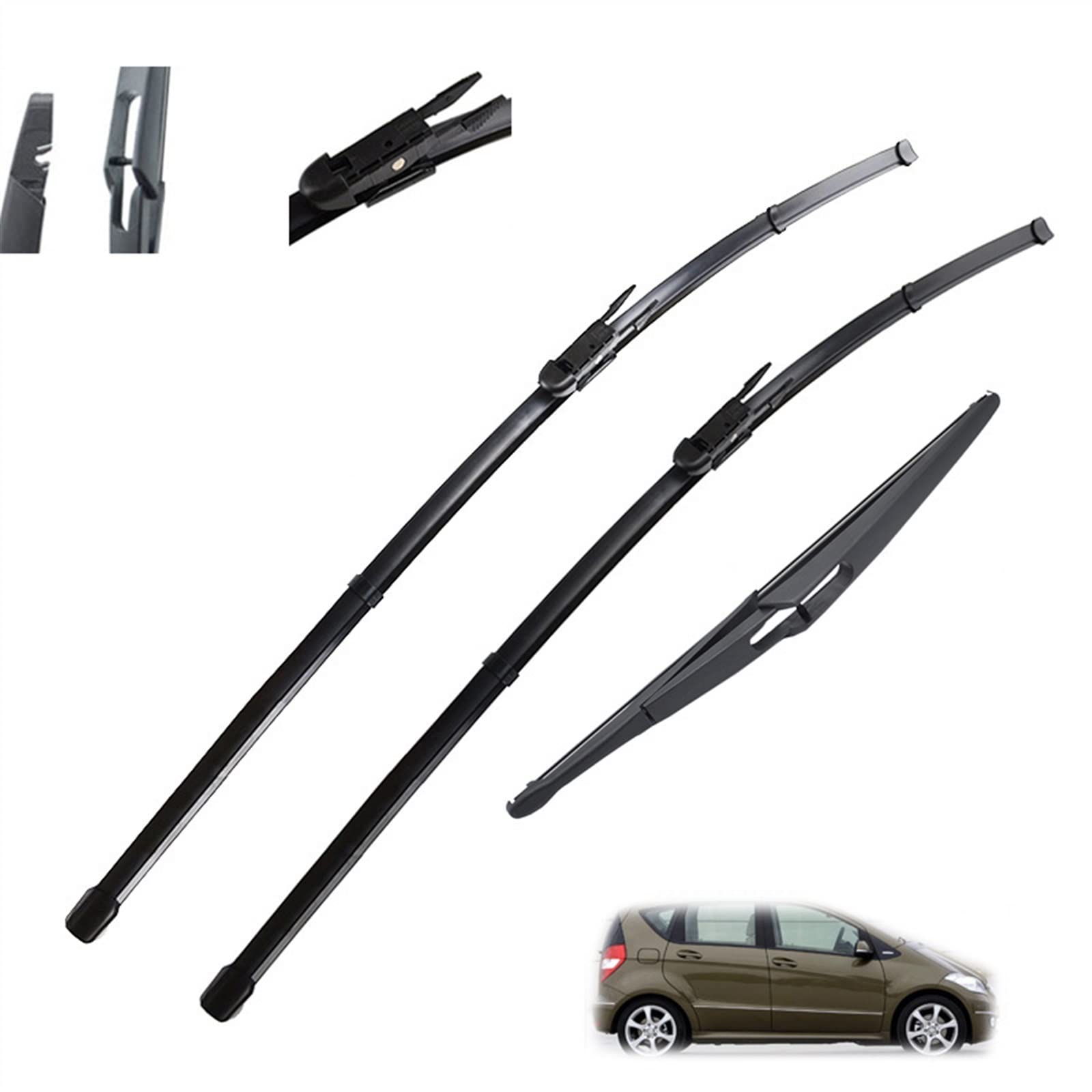 Juego De Escobillas Limpiaparabrisas Delanteras Y Traseras De 26 "+ 23" + 12 "para Parabrisas De Coche Limpiaparabrisas Para Benz Clase A W169 2004-2012 Parabrisas