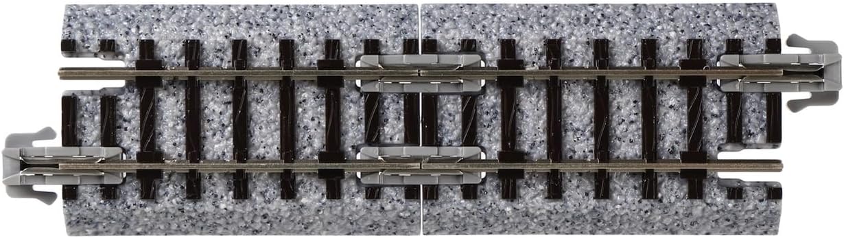 Two Kato N track pieces connected together