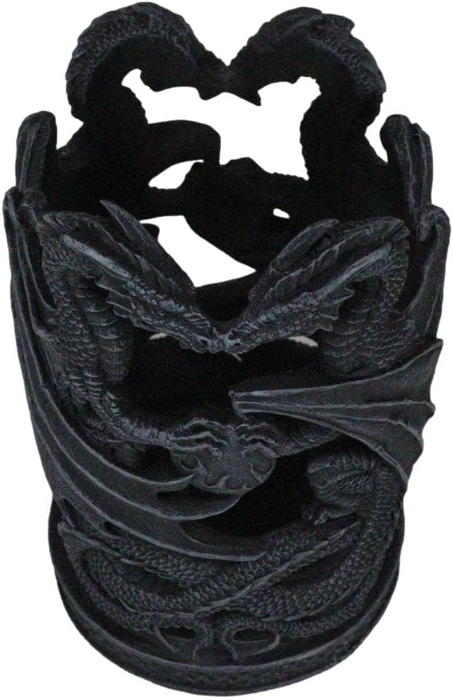 Ebros Gift Medieval Fantasy Celtic Earth Guardians Dual Dragons Stationery Or Pillar Candle Or Bottle Holder Statue Gothic Dragon Themed Multi Purpose Organizer