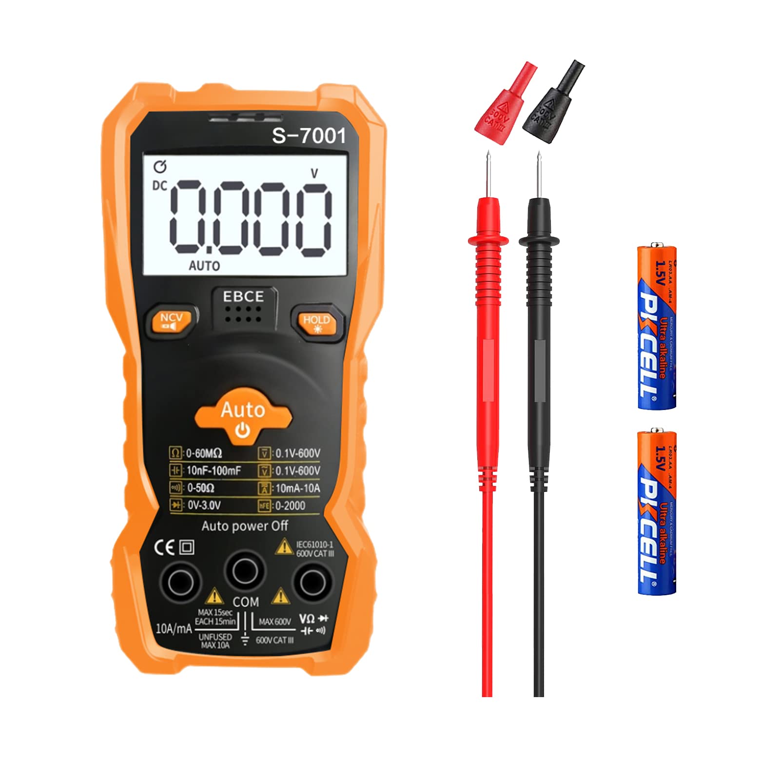 Tory Carrier 6000 Counts TRMS Digital Multimeter, Auto-Ranging Ohmmeter Voltage Tester with NCV Function for Measure Voltage Current Resistance Diodes Continuity, Orange