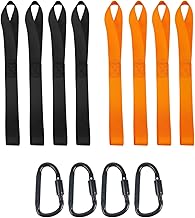 8 Fixing Straps 405 x 35 mm with 4 Screw Carabiners, Anchor Straps for Motorcycles, 1000 kg, Fixing Loop for Motorcycle, Car, Camping