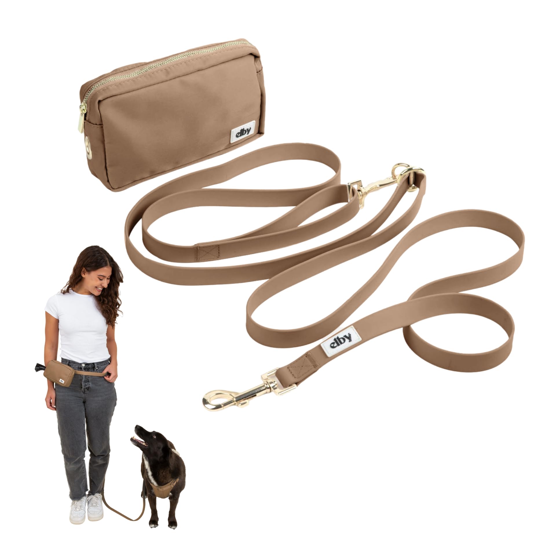 Hands Free Dog Leash with Treat Pouch – Waterproof Cross Body & Waist Leash for Dog Walking and Training with Poop Bag Holder - Cute Walking Accessories for Medium and Large