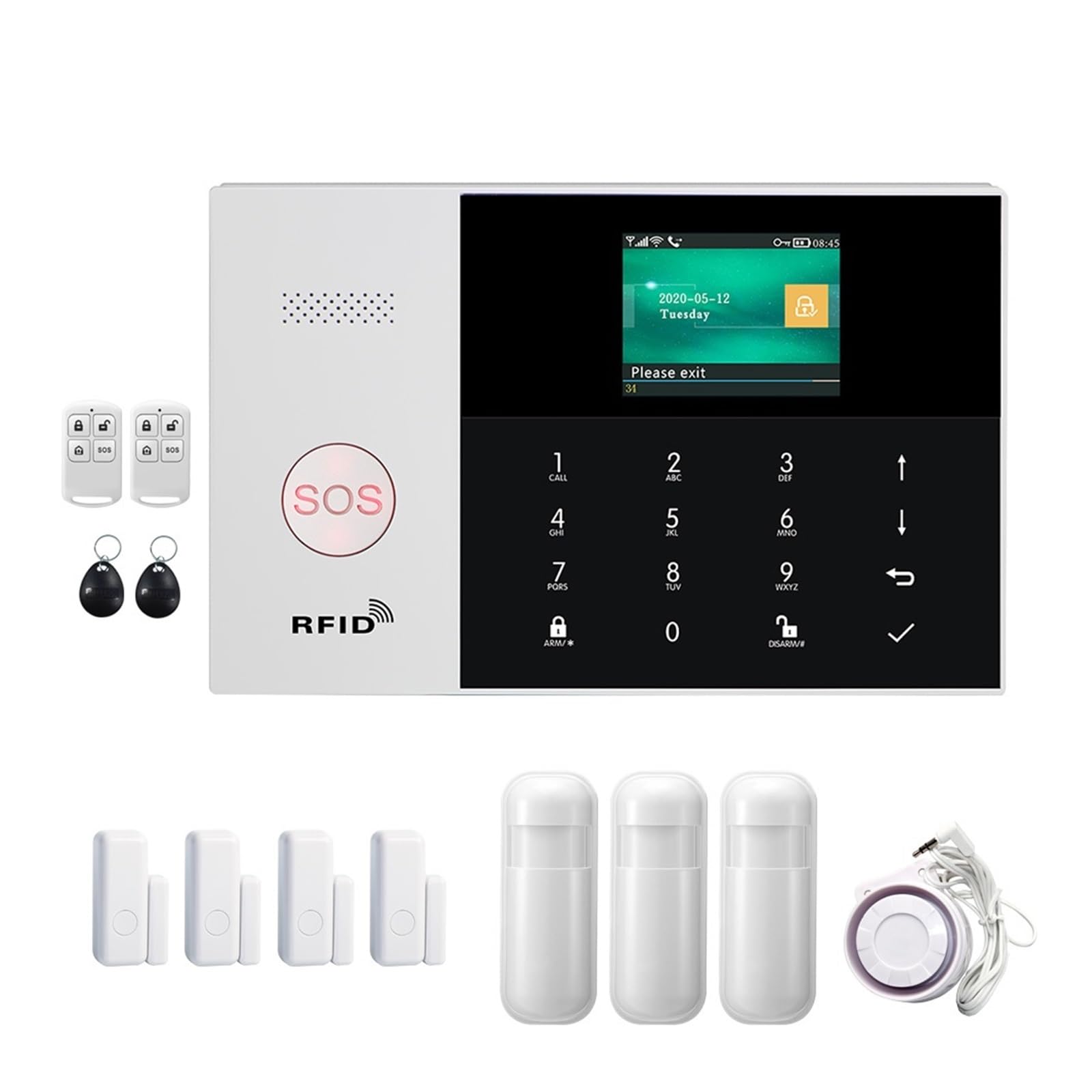 System Alarmowy Z Bezprzewodową Syreną Słoneczną RFID Domowy Alarm Przeciwwłamaniowy Zestaw Smart Life APP Control Kompletny System Alarmowy(D.)