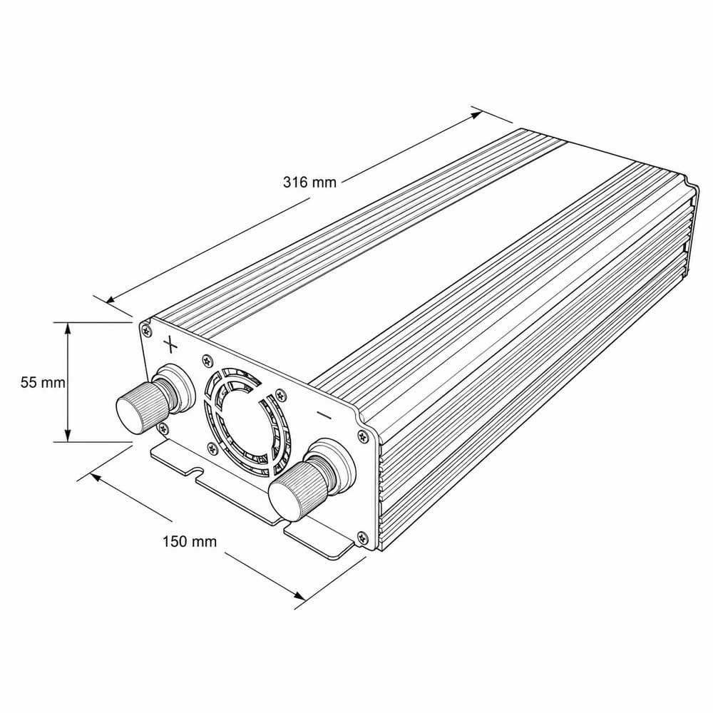 Inversor 24V 1500W Onda modificada, Cargas lineales, conmutación Equipos electrónicos, Salida USB de 5 V / 2,1 A integrada, Salida de Onda sinusoidal modificada a 230 V / 50 Hz